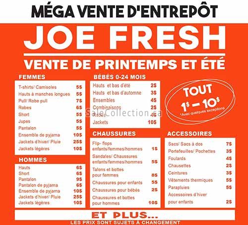 Joe Fresh Warehouse Sale 2024